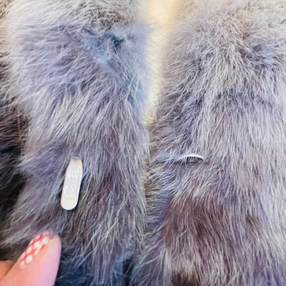 Anthro Love Token Purple Pink Ombre Genuine Rabbit Fur Lined Ribbon Belt Vest S - Picture 8 of 12